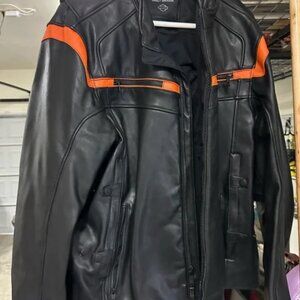 NWOT Harley-Davidson Black Jacket with Orange Stripes